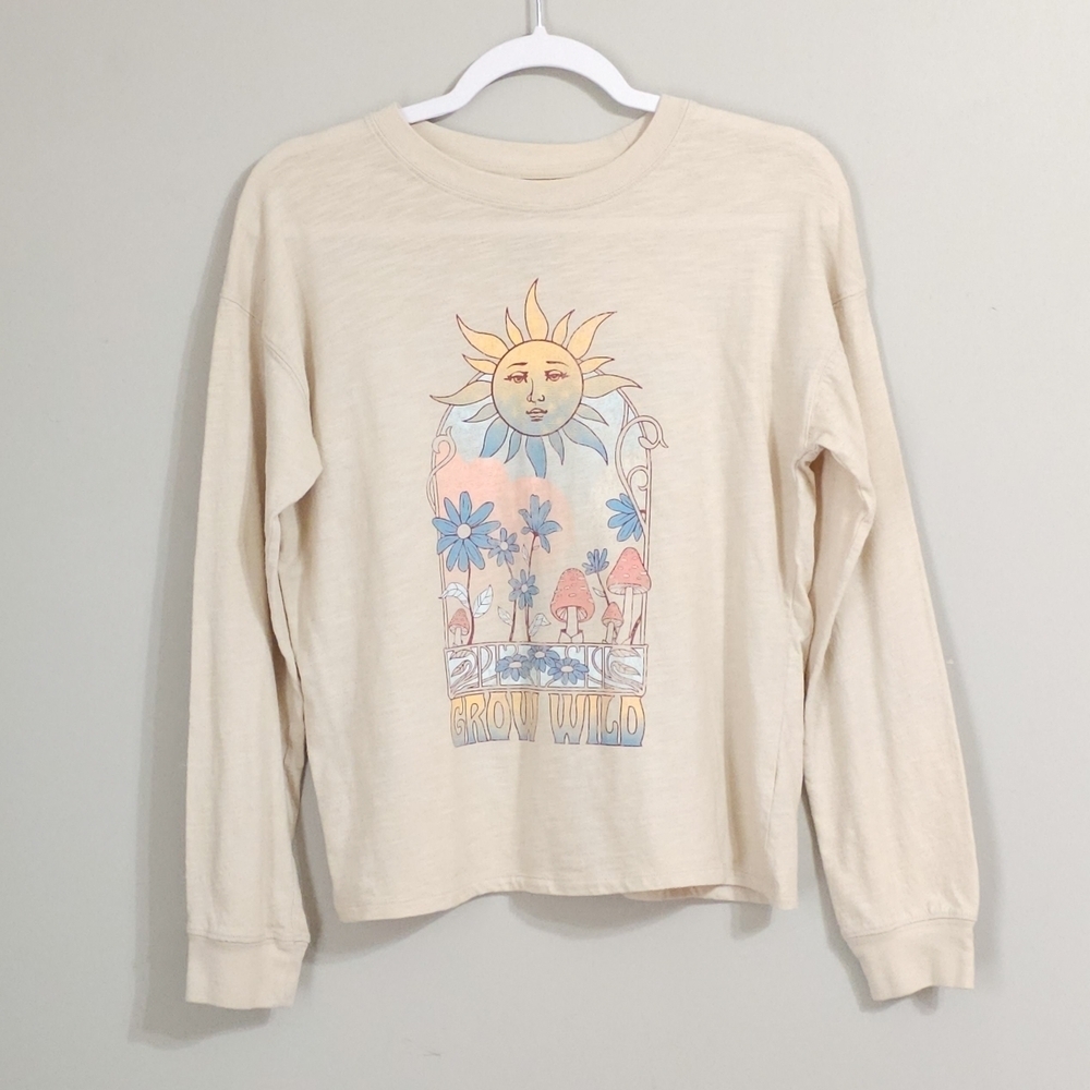 SO Cream Long Sleeve Tee with Tropical Graphic